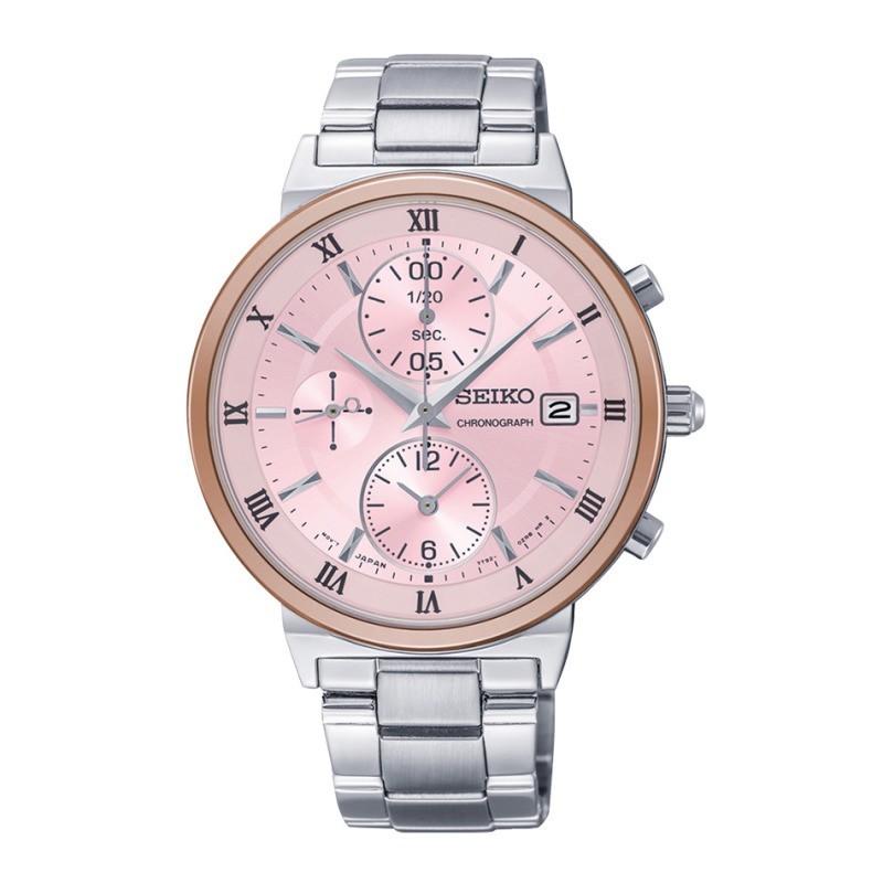 Review đồng hồ Seiko SNDV30P1 mặt hồng 6 kim thời trang