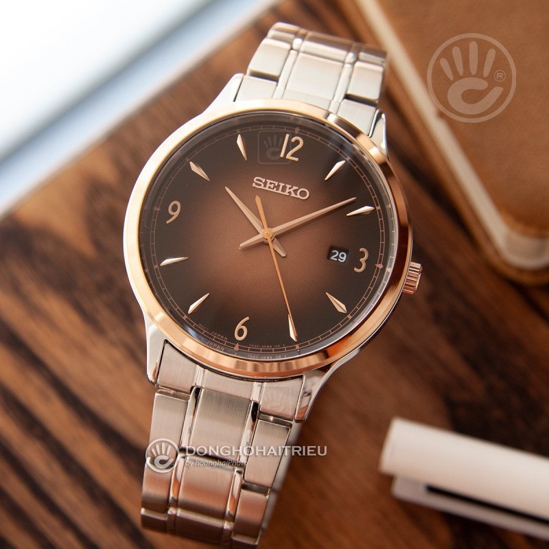 Review đồng hồ Seiko SGEH90P1 3 kim cùng vạch số vàng hồng