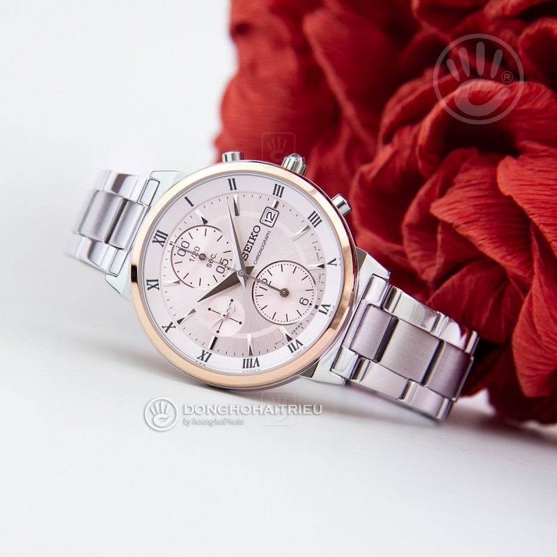 Review đồng hồ Seiko SNDV30P1 mặt hồng 6 kim thời trang