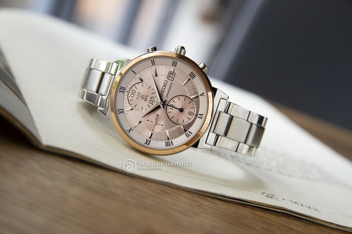 Review đồng hồ Seiko SNDV30P1 mặt hồng 6 kim thời trang - Ảnh: 2