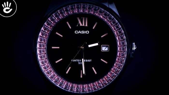 Đồng hồ Casio LX-500H-1EVDF Khi pha lê hồng phát sáng trên nền đen - Ảnh 2