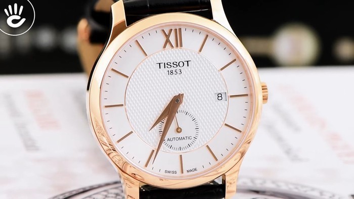 Review đồng hồ Tissot T063.428.36.038.00 vỏ máy, vạch số mạ vàng hồng - Ảnh 2