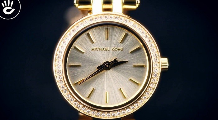 Đồng hồ Michael Kors MK3295 Viền đính đá nổi bật trên mặt số phủ vàng - Ảnh 2
