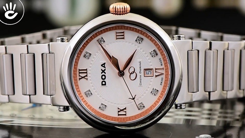 Review đồng hồ Doxa D169RWH: Điểm 8 viên kim cương tinh tế-1
